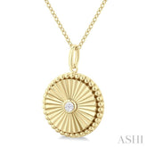 1/20 Ctw Round fluted medallion Round Cut Diamond Pendant With Chain in 14K Yellow Gold